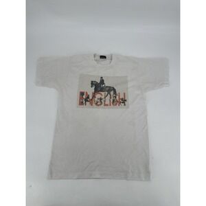 VTG Screen Stars Best Single Stitch Shirt White (ENGLISH KAT EVORY 1989) Horse